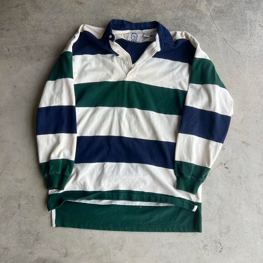 80s Rugby Sears Polo Mens size L Large Long sleeve rare